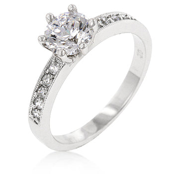 Petite White Engagement Ring