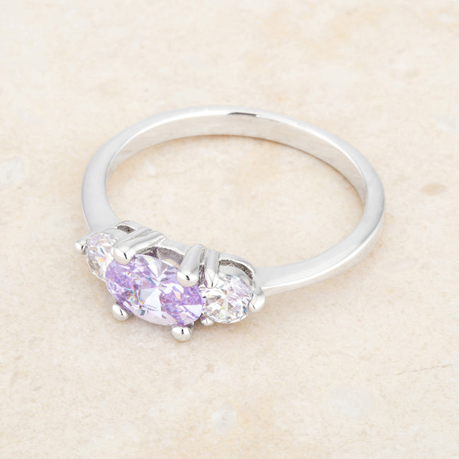 Miranna 1.2ct Lavender CZ Rhodium Classic Oval Ring - J GOODIN