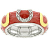 Double Pink Enamel Horseshoe Ring
