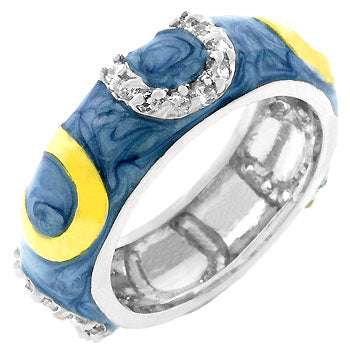 Blue Enamel Horseshoe Ring