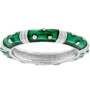 Marbled Dark Green Enamel Stacker Ring