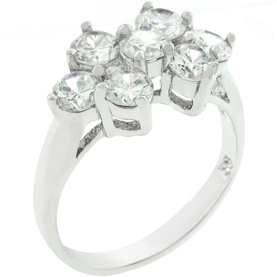 Round Cubic Zirconia Cluster Ring