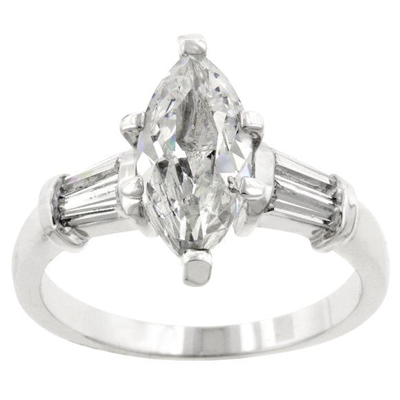 Silvertone Marquise Centerpiece Ring