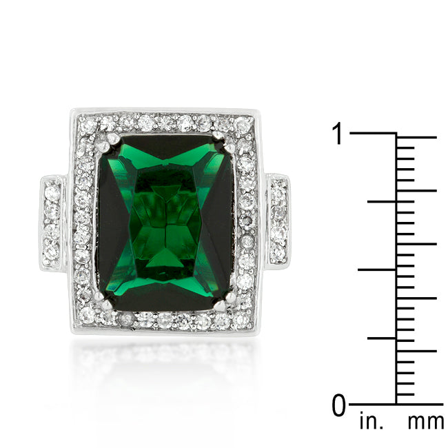 4.33 Oval Green Emerald & Diamond Halo Cocktail Ring in Platinum - Filigree  Jewelers