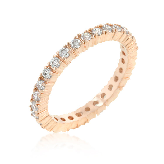 Rose Gold Finish Cubic Zirconia Eternity Band