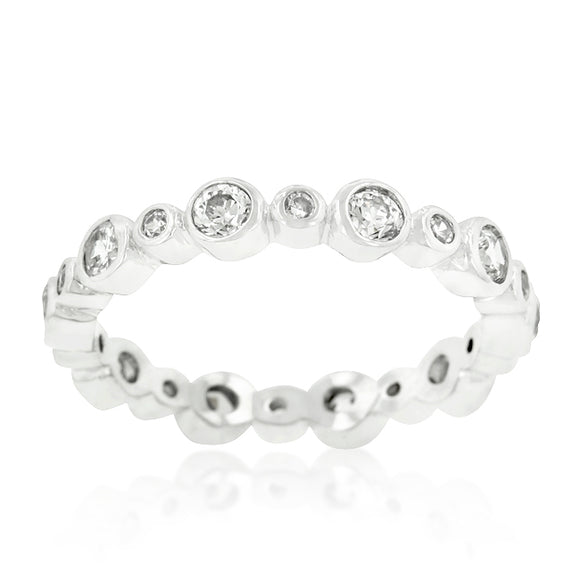 Alternating Bezel Linked Cubic Zirconia Eternity Band