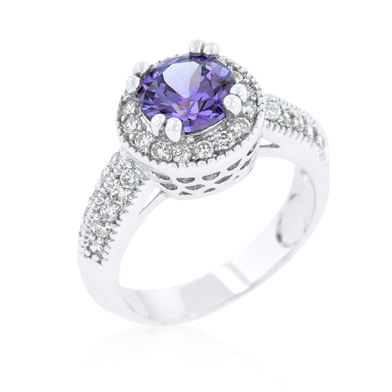Dark Purple Halo Engagement Ring