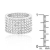 Silvertone Finishd Wide Pave Cubic Zirconia Ring