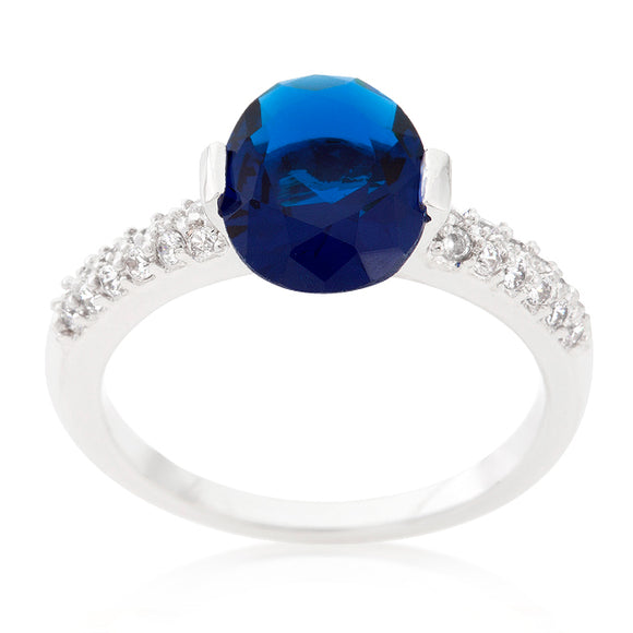 Blue Oval Cubic Zirconia Engagement Ring