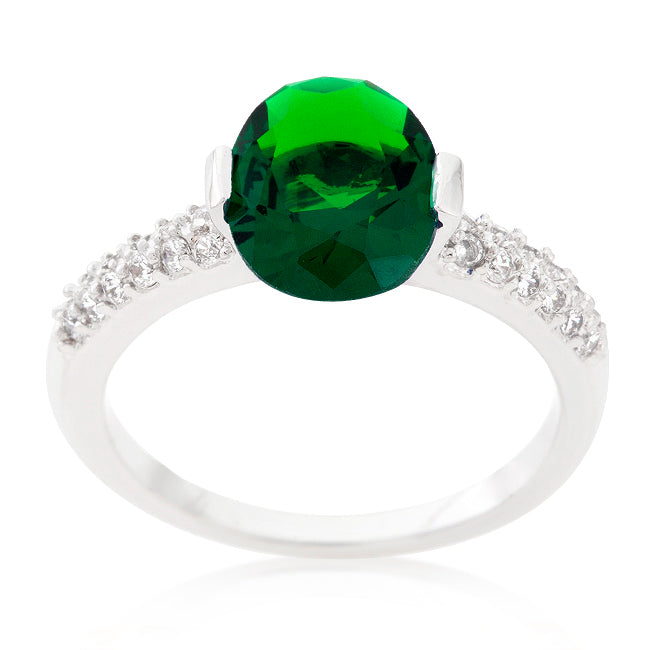 Green Oval Cubic Zirconia Engagement Ring | Angelucci Jewelry