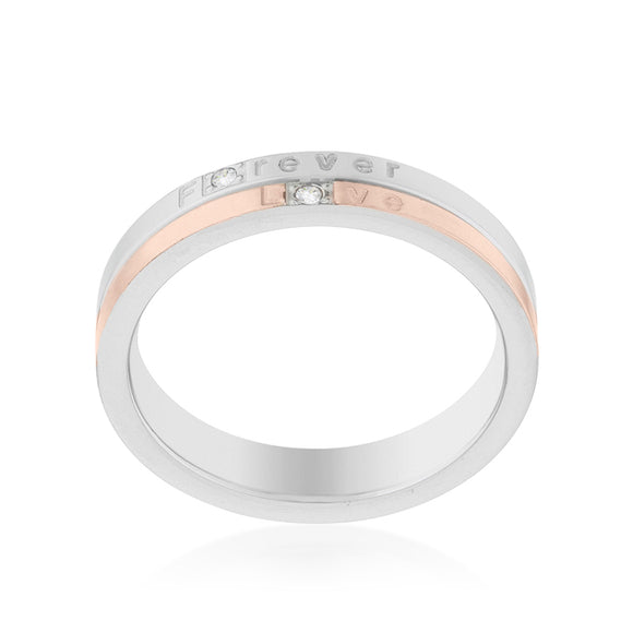 Two Tone Inspiration Band Ring With Cubic Zirconia