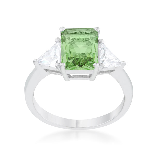 Light Green Quartz Diamond Ring Round Brilliant Cut Diamonds 18K White–  Blacy's Vault