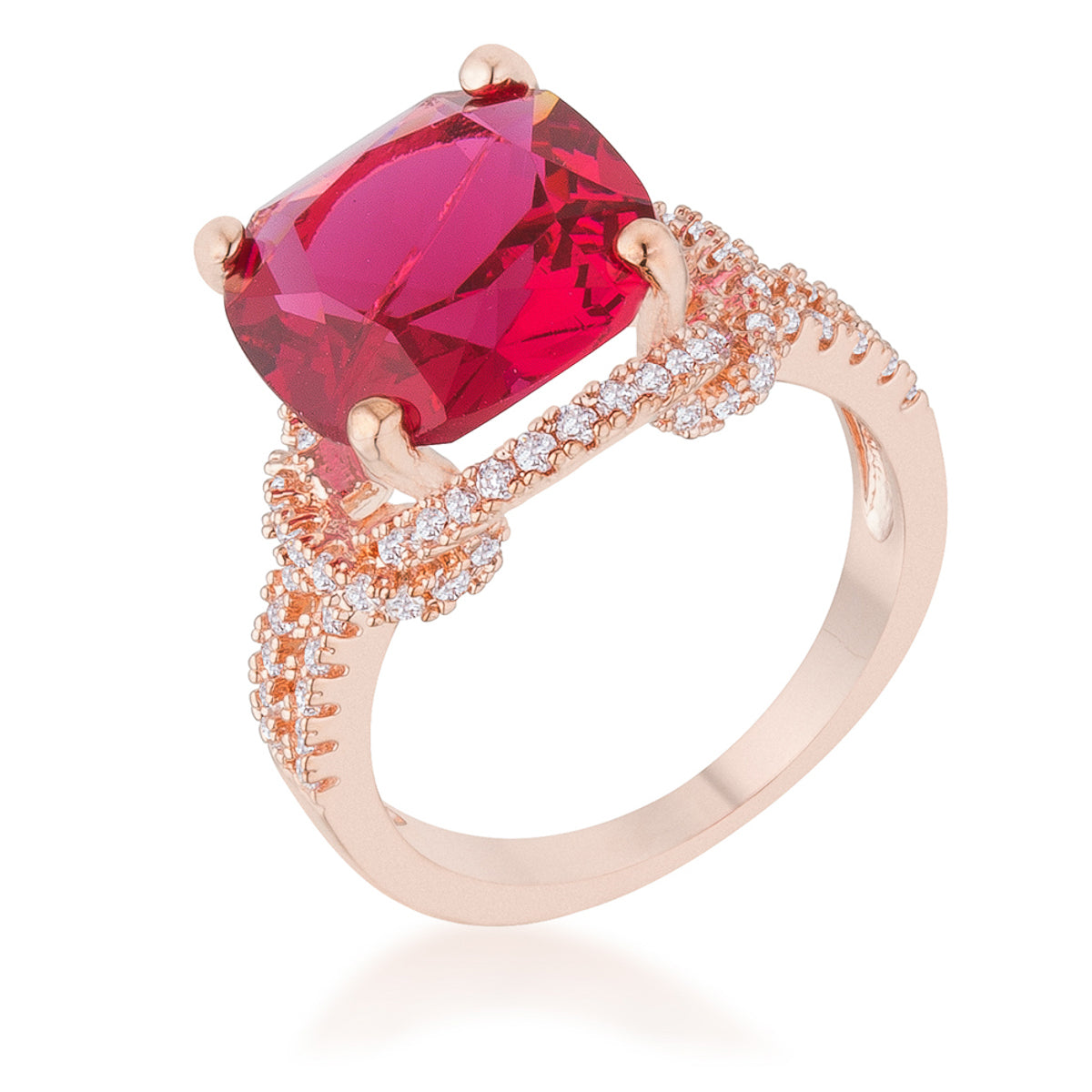 Charlene 6.2ct Ruby CZ Rose Gold Classic Statement Ring - J