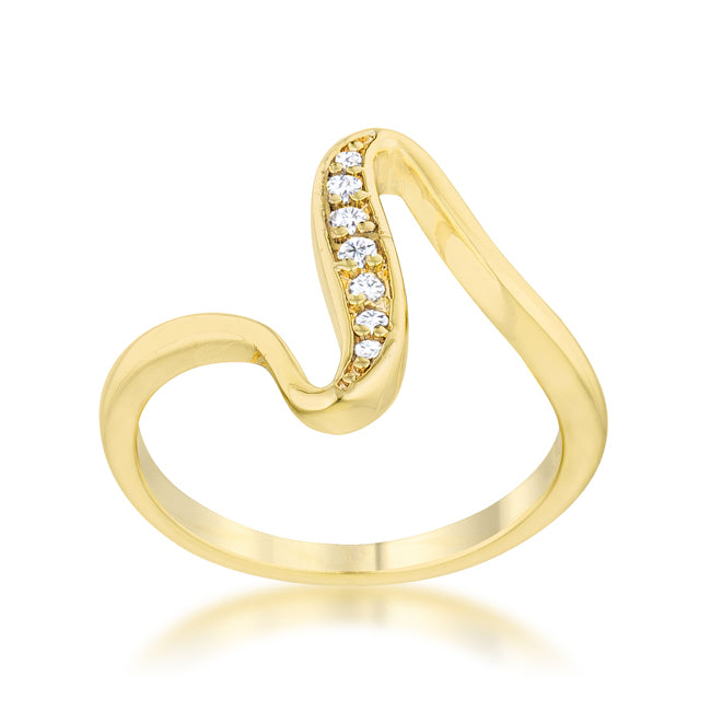 Sheryl 0.07ct CZ 14k Gold Simple Wave Ring - J GOODIN