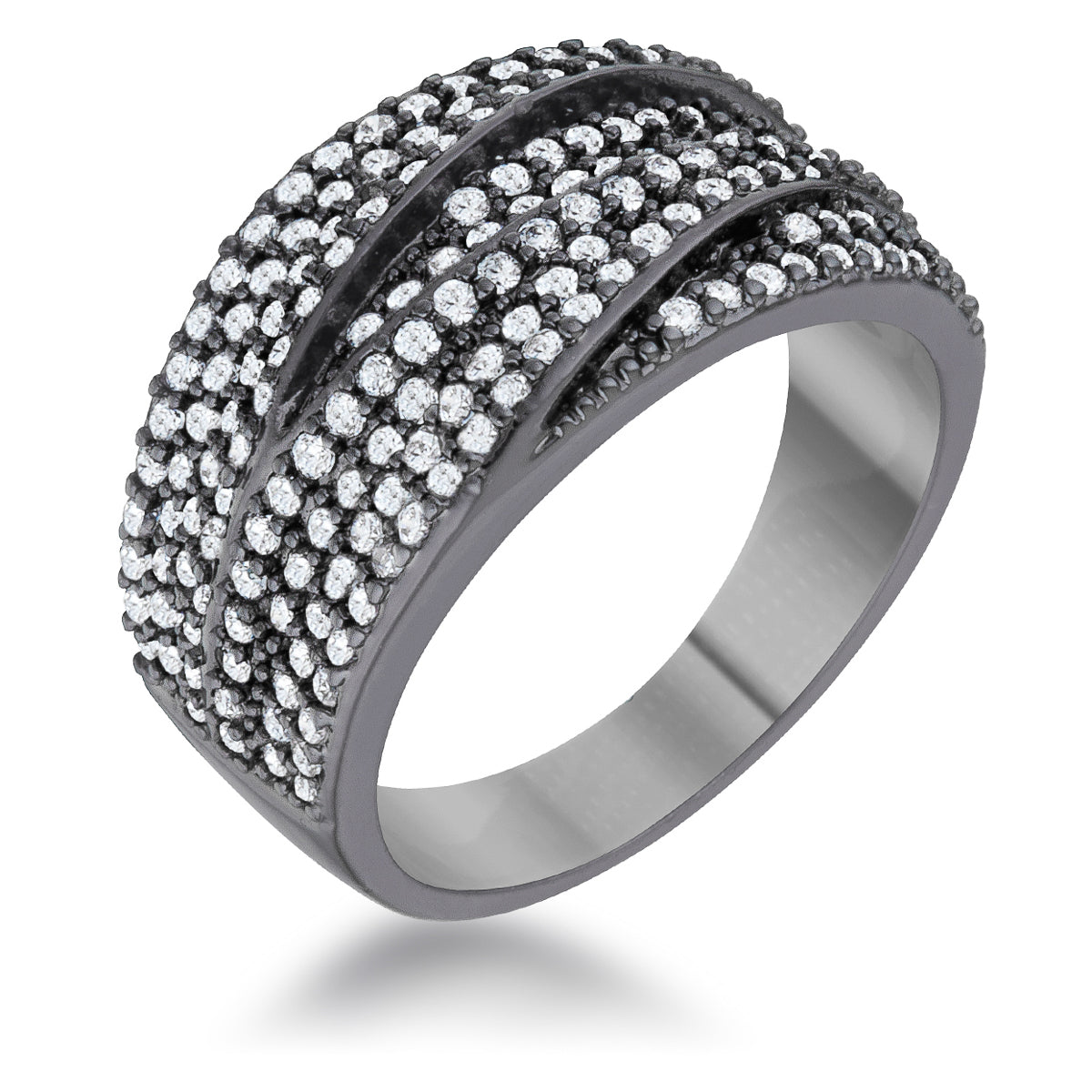 Kina 1.7ct Clear And Jet Black CZ Hematite Contemporary