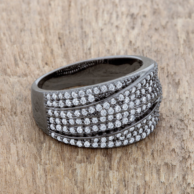 Kina 1.7ct Clear And Jet Black CZ Hematite Contemporary