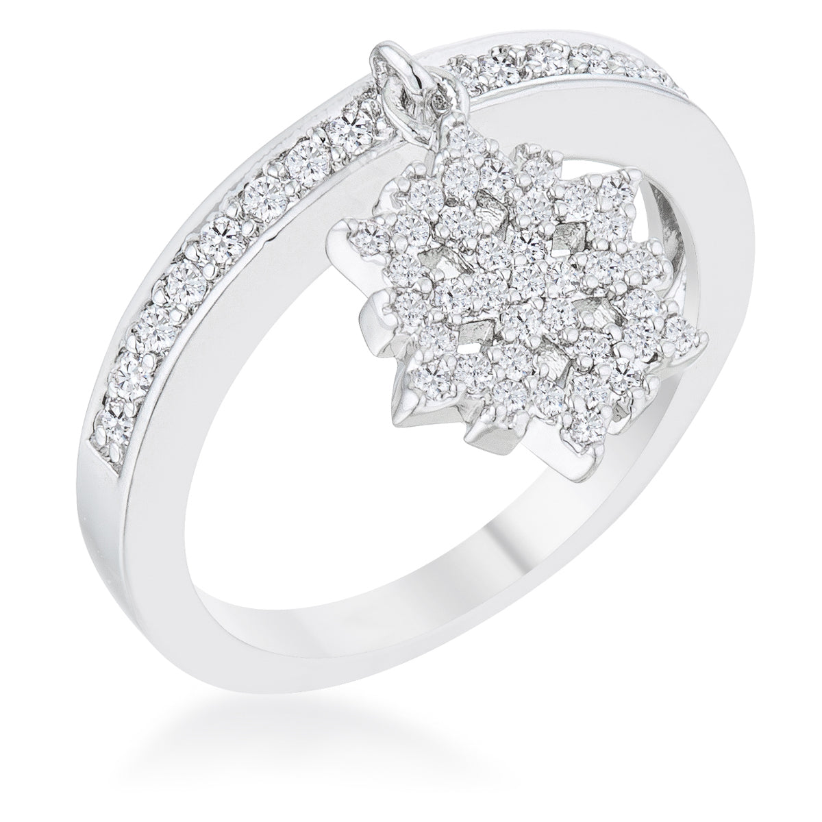 指輪・リング EOU STUDIO Holiday R2GOLD Snowflake 0.35ct CZ Rhodium Simple Holiday Charm Band Ring