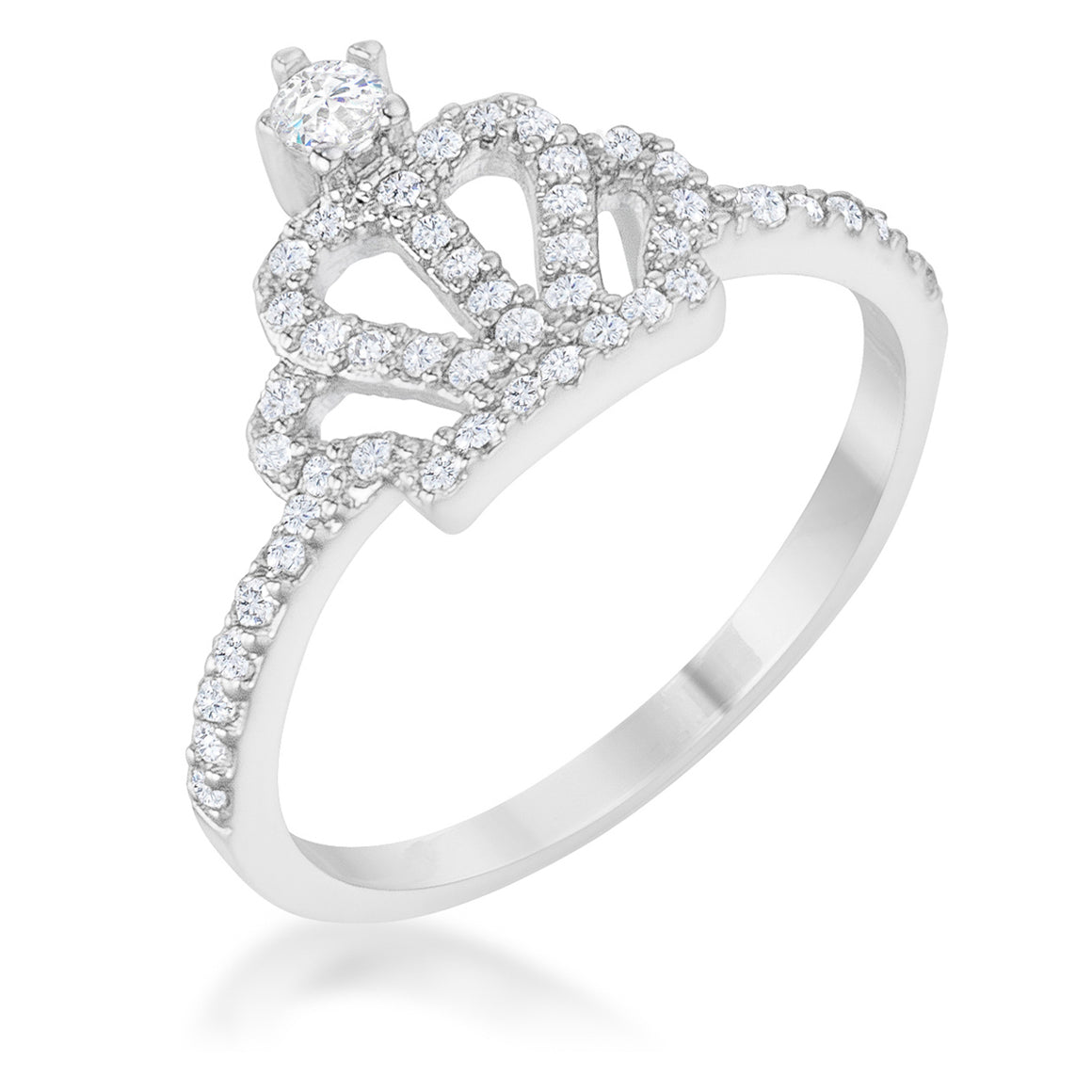 Elina 0.36ct CZ Rhodium Simple Crown Ring - J GOODIN