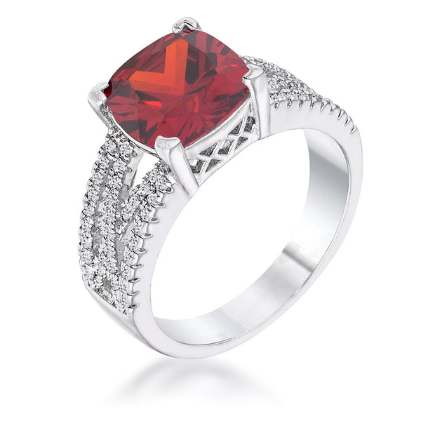 3Ct Elegant Silvertone Criss-Cross Garnet CZ Engagement Ring - J GOODIN