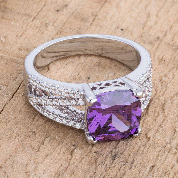 3Ct Elegant Silvertone Criss-Cross Amethyst Purple CZ Engagement Ring ...
