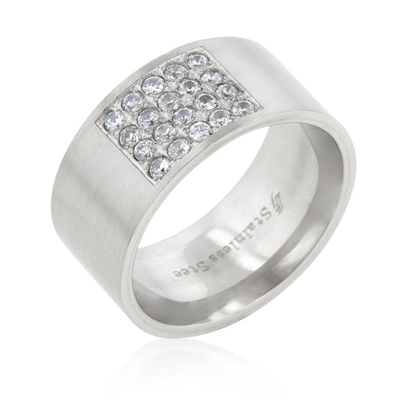 Stainless Steel Pave Cubic Zirconia Men's Ring