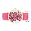 Gold Watch With Floral Print Dial