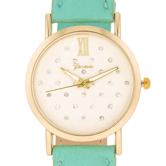 Gold Mint Leather Watch